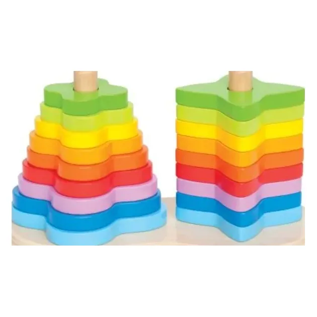 Hape Early Explorer Διπλή Ξύλινη Πυραμίδα Rainbow Stacker (E0406A)