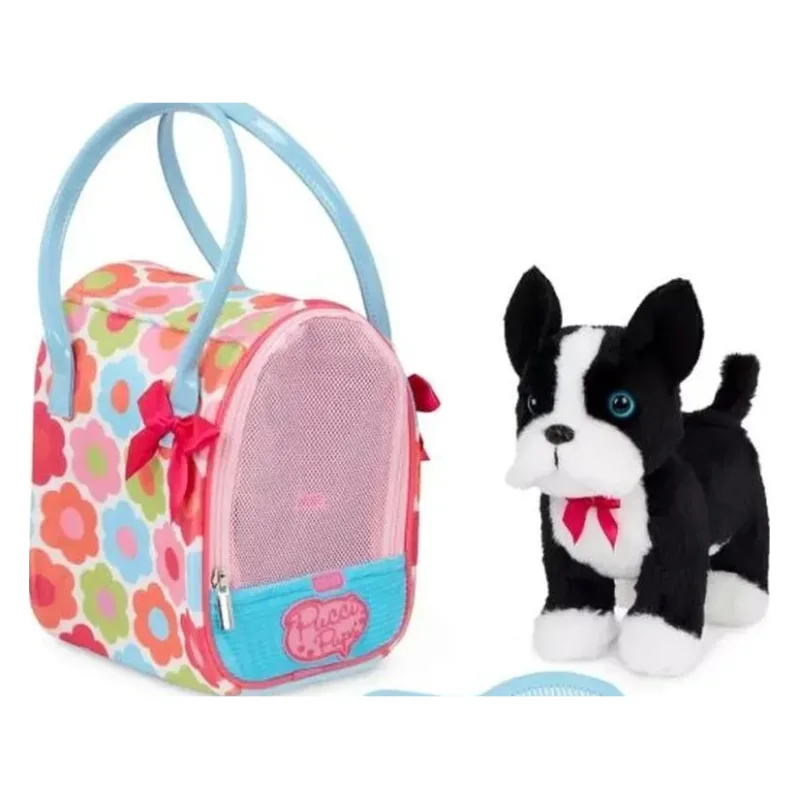 Pucci Pups Λούτρινο Σκυλάκι Boston Terrier & Τσάντα Μεταφοράς With Flower (ST8389Z)