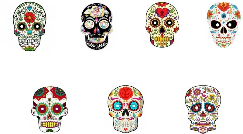 Μάσκα Νεκροκεφαλή Dia De Los Muertos-7 Σχέδια-1 Τμχ (Α1124)