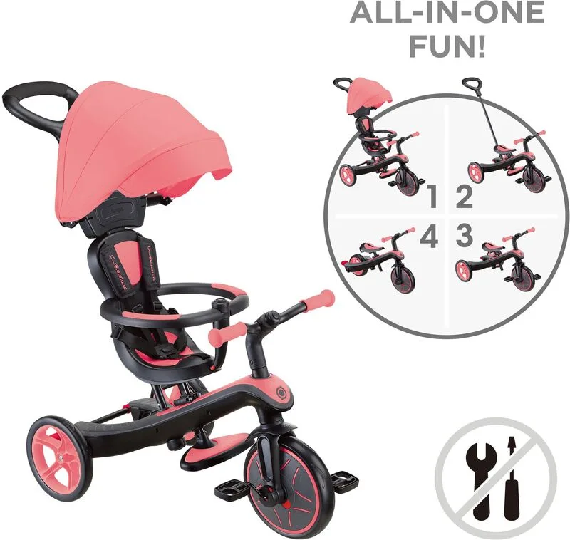 Globber Τρίκυκλο Trike Explorer 4 In 1 Coral Pink (634-110) - φωτογραφία 5