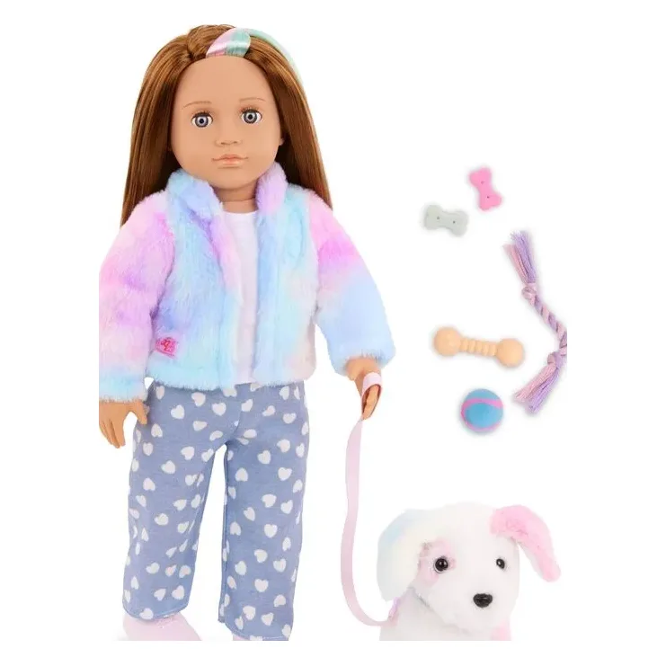 Our Generation Κούκλα Skylar With Rainbow Pup & Accessories Bow (BD31538)