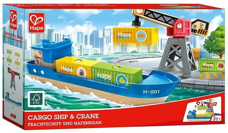 Hape Railway Ξύλινο Cargo Πλοίο & Γερανός - E3792A - φωτογραφία 2