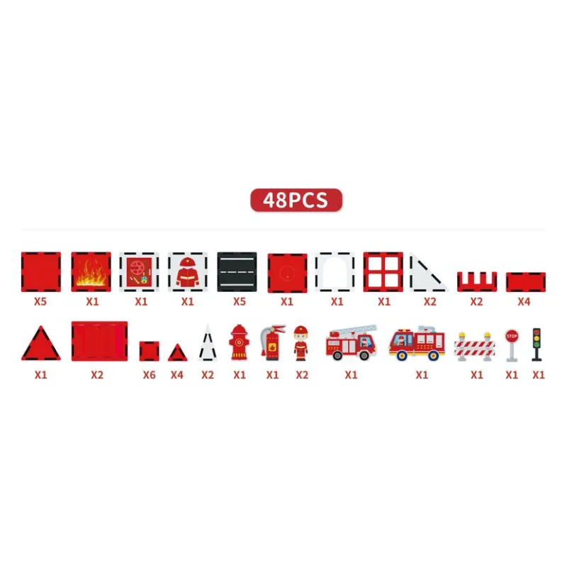 BW Magnetic Tiles Πυροσβεστική Fire Control 48Τμχ (X6037) - φωτογραφία 3