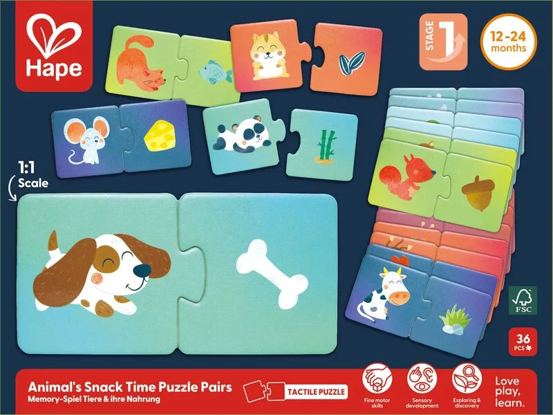 Hape Happy Puzzles Ξύλινο Παζλ Ζωάκια Snack Time (E1665A)