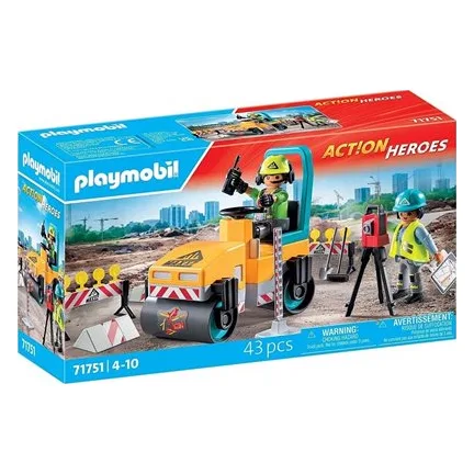 Playmobil® Action Heroes - Οδοστρωτήρας Και Εργάτες - 71751