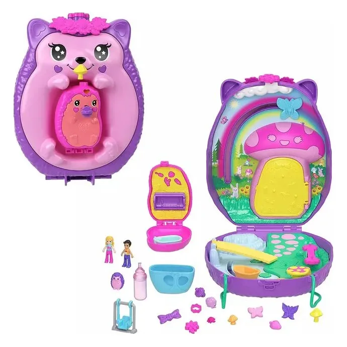 Polly Pocket Polly Mini-Τσαντάκι Trendy Μαμά Σκαντζόχοιρος & Σκαντζοχοιράκι (JBJ91)