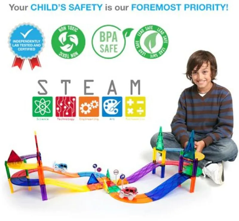 Picasso Tiles Magnetic Building Racing Track Set 80Τμχ (PTR80) - φωτογραφία 5