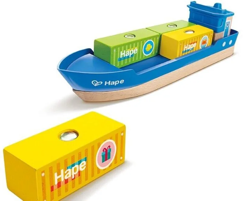Hape Railway Ξύλινο Cargo Πλοίο & Γερανός - E3792A - φωτογραφία 4