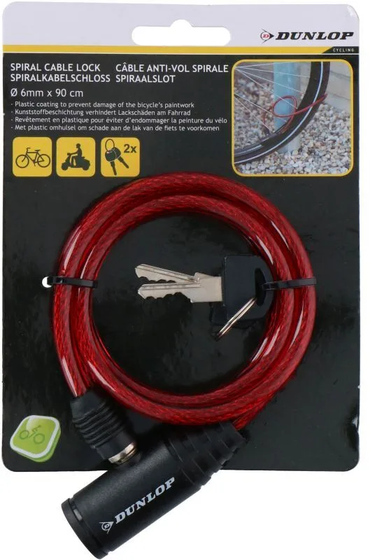 Dunlop Κλειδαριά Σπιράλ 6Χ900mm-4 Σχέδια (08258)