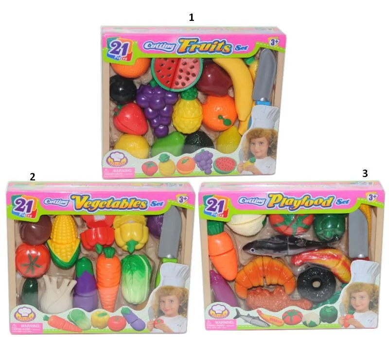KS Cutting Food Σετ Τροφίμων 21Τμχ-3 Σχέδια (8201-3)
