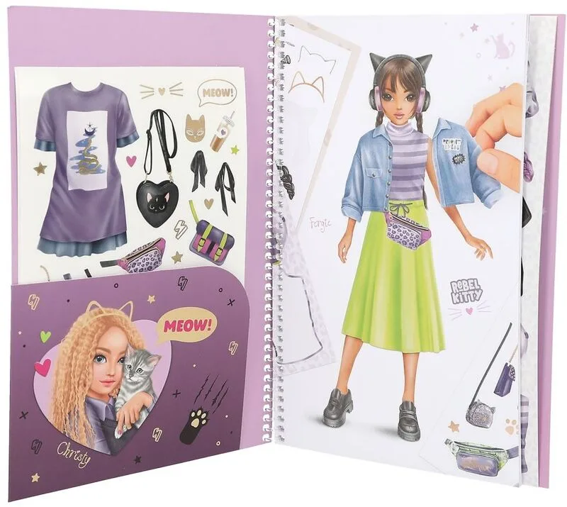 Top Model Μπλοκ Με Αυτοκόλλητα-Dress Me Up Rebel Kitty (D13387) - φωτογραφία 2